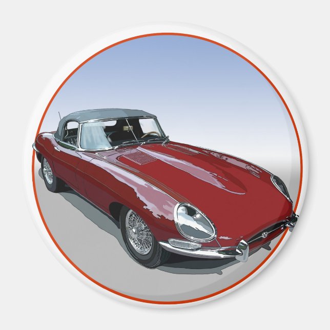 Red E Type Roadster Magnet (Vorne)