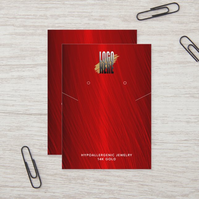 Red Earring Halskette Display Logo Social Media  Visitenkarte (Vorderseite/Rückseite Beispiel)