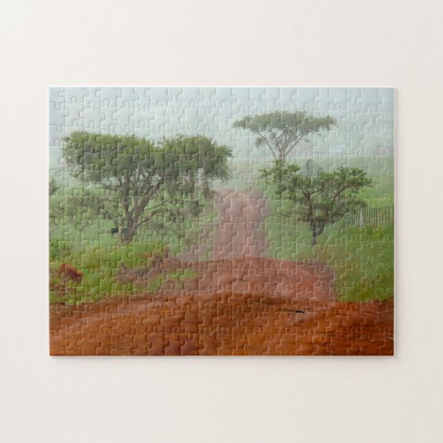 Red Earth Road Veldt Mist Südafrika. Puzzle (Horizontal)