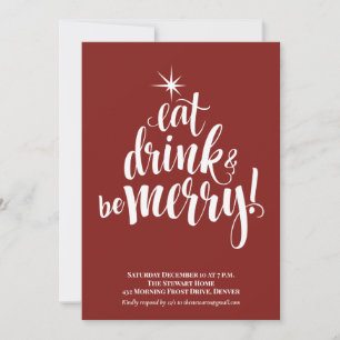 Red Eat Drink & Be Frohe Weihnachten Party Einladung
