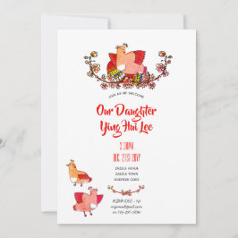 Red Egg Ginger Party lädt zu Aquarellvögeln ein Einladung