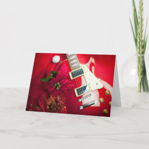 Red Electric Gitarre mit Weihnachtsdekorationen Feiertagskarte