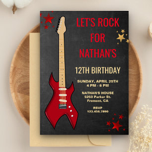 Red Electric Gitarre Rockstar Geburtstagsparty Ein Einladung