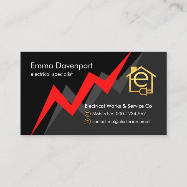 Red Electric Lightning Power Bolt Visitenkarte (Vorderseite)