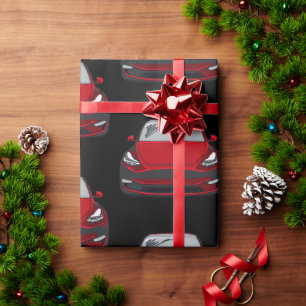 Red Electric Vehicle SUV Car Black Background Geschenkpapier