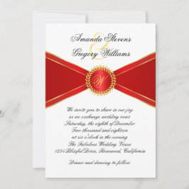 Red Elegance Monogram Wedding Einladung