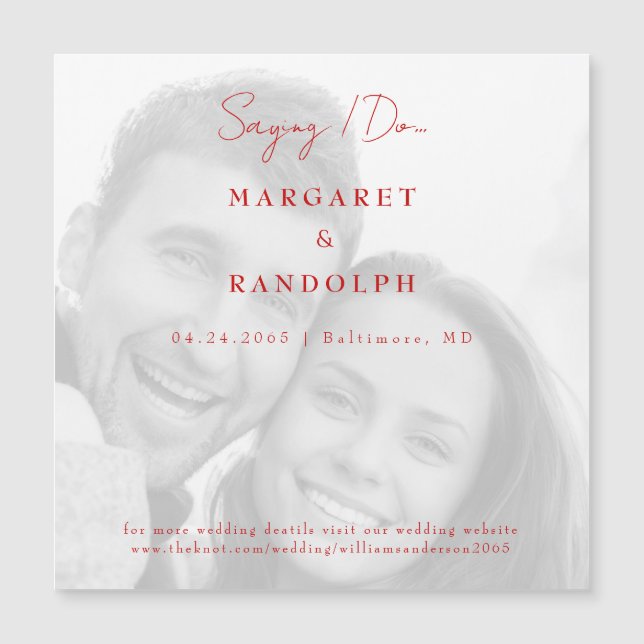 Red Elegance Wedding Foto Save the Date Magnet (Vorderseite)