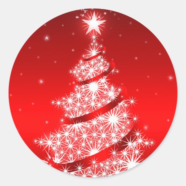 Red Elegant Christmas Tree Sticker (Vorderseite)