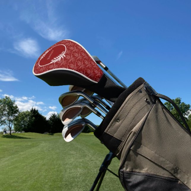 Red Elegant Damask Golf Head Cover Golf Headcover (Red Elegant Damask Personalized Golf Head Cover)