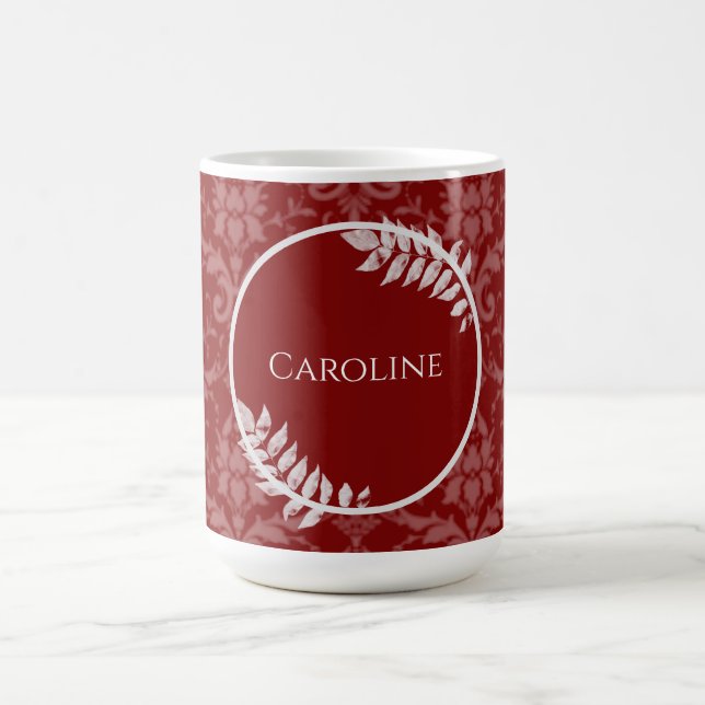 Red Elegant Damask Personalisiert Coffee Tasse (Mittel)