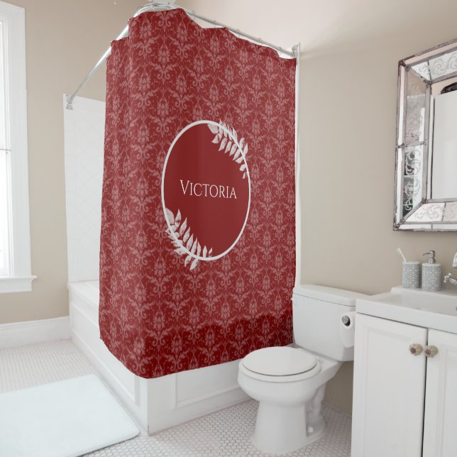 Red Elegant Damask Personalisiert Duschvorhang (Beispiel)