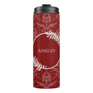 Red Elegant Damask Personalisiert Thermal Tumbler Thermosbecher