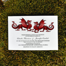 Red Elegant Dragon Wedding Invite Einladung