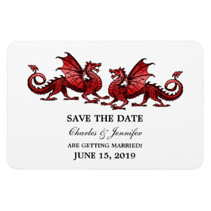 Red Elegant Dragons speichern das Date Magnet