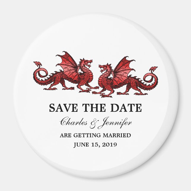 Red Elegant Dragons speichern das Date Magnet (Vorne)