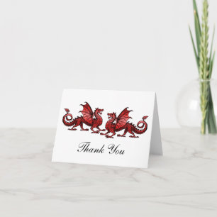 Red Elegant Dragons Thank You Card Dankeskarte