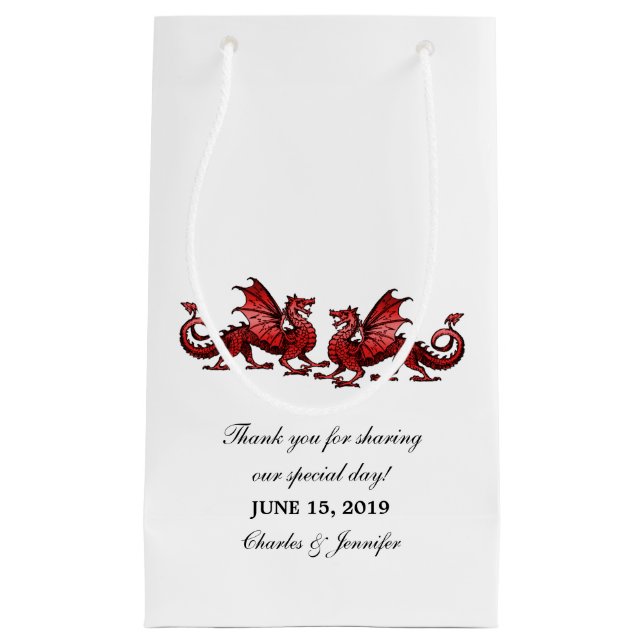 Red Elegant Dragons Wedding Gift Bag Kleine Geschenktüte (Vorderseite)