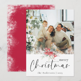 Red Elegant Frohe Weihnachtsschrift | Foto Feiertagskarte