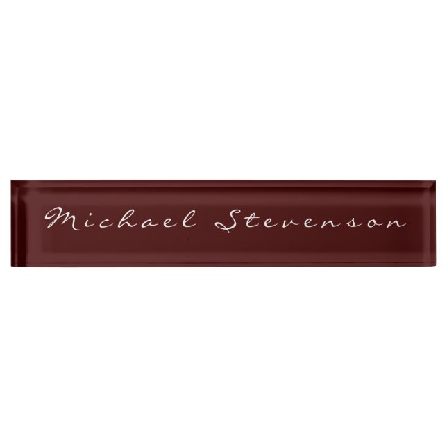 Red Elegant Modernes Script Desk Namplate Namensplakette (Vorderseite)