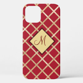 Red Elegant Monogram Gold Diamond Muster Case-Mate iPhone Hülle