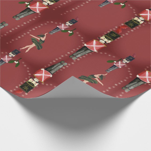 Red Elegant Nutcracker Soldiers Ballerinas Geschenkpapier (Ecke)