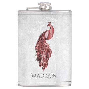 Red Elegant Peacock Flask Flachmann