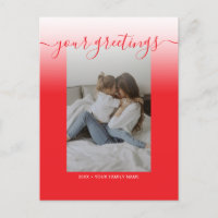 Red Elegant Script Family Foto Greetings