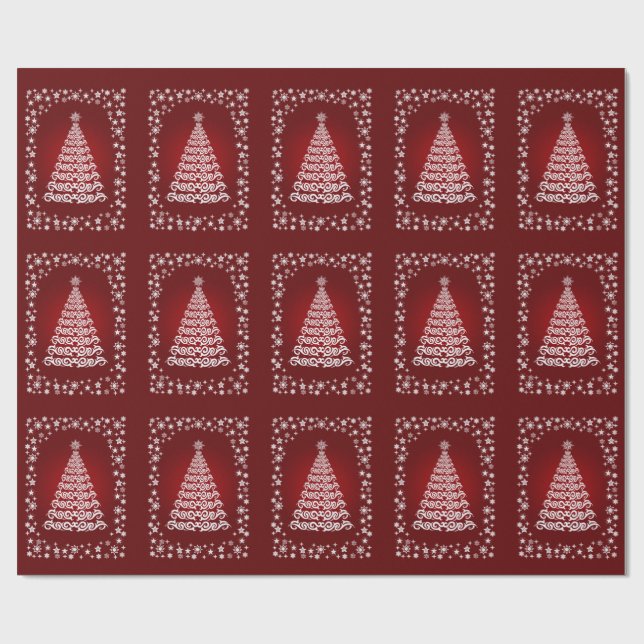 Red Elegant Weihnachtsbaumwrapping Paper Geschenkpapier (Flach)