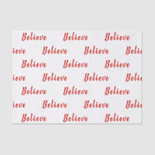 RED Elegante BELIEVE Text auf Weiß Seidenpapier