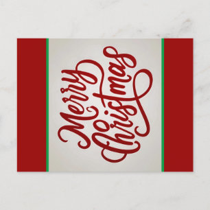 Red elegante Frohe Weihnachtskalligraphie minimali Postkarte