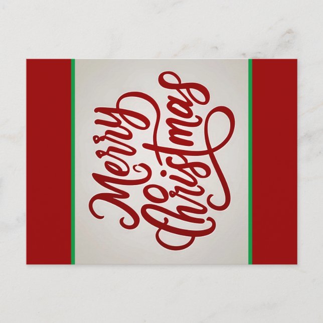 Red elegante Frohe Weihnachtskalligraphie minimali Postkarte (Vorderseite)