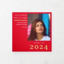 Red Elegany Class 8 Foto Abschluss Dreifach Gefaltete Ankündigung