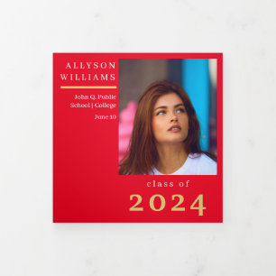 Red Elegany Class 8 Foto Abschluss Dreifach Gefaltete Ankündigung