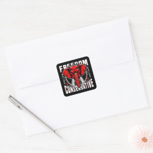 Red Elephant   Faith Family Freedservative Quadratischer Aufkleber