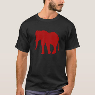 Red Elephant Silhouette Zoologe World Elephant D T-Shirt