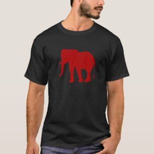Red Elephant Silhouette Zoologe World Elephant D T-Shirt