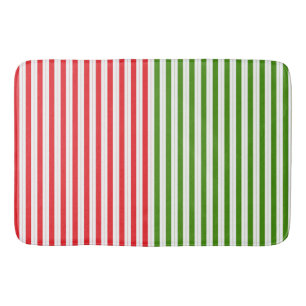 Red & Elf Green Candy Striping Streifen Badematte