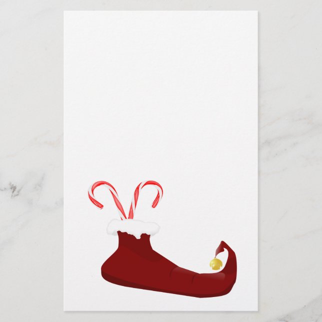 Red Elf Slipper mit Candy Canes Scrapbook Paper Briefpapier (Vorderseite)