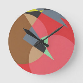 Red Ember Shapes Minimalist Round Clock Runde Wanduhr