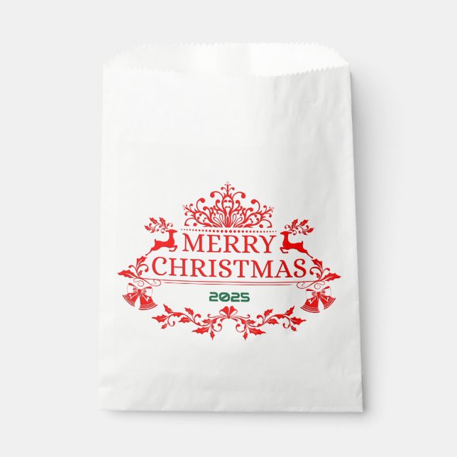 Red Emblem Christmas Favor Bag Geschenktütchen (Vorderseite)