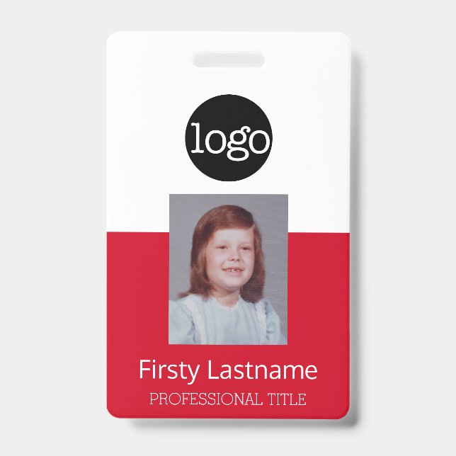 Red Employee - Foto, Bar, Logo, Name-ID Ausweis (Vorderseite)