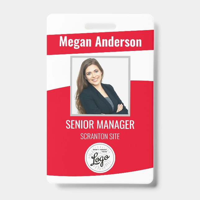 Red Employee Foto ID Abzeichen Ausweis (Vorderseite)