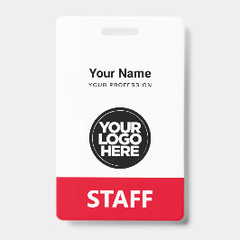 Red Employee Name Business Logo Qr Code Ausweis