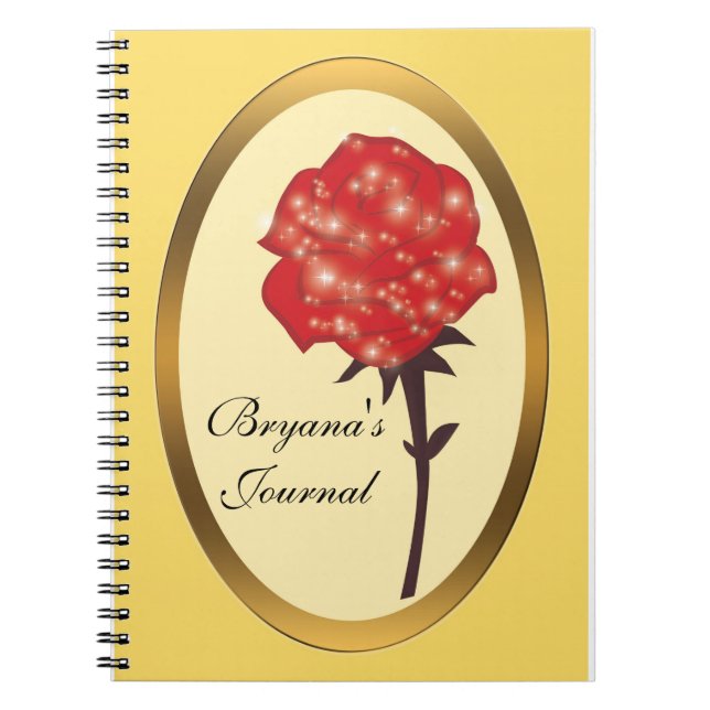 Red Enchanted Glitzer Rose Notebook Journal Notizblock (Vorderseite)