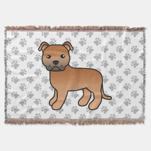 Red English Staffordshire Bull Terrier Dog Decke