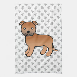 Red English Staffordshire Bull Terrier Dog Geschirrtuch