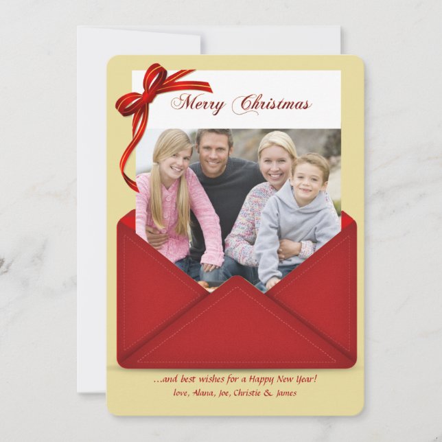 Red Envelope Holiday Foto Card Feiertagskarte (Vorderseite)