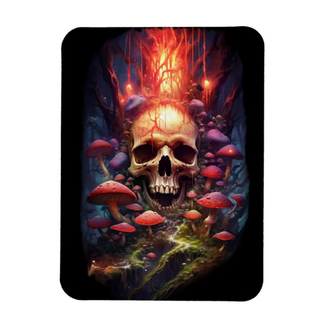 Red Ether Mushroom Skull Magnet (Vertikal)