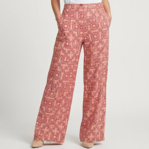 Red Ethnic Bohemisch Arabesque Geometric Pattern Stoff