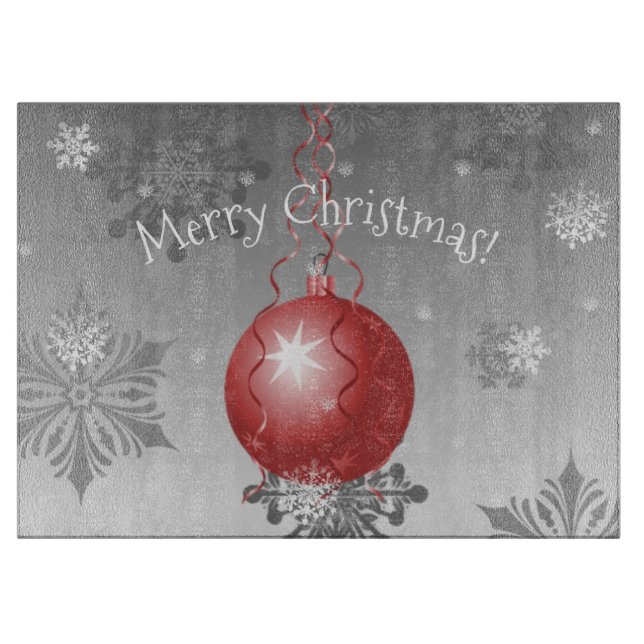 Red Extravagant Christmas Ornament Cutting Board Schneidebrett (Vorderseite)